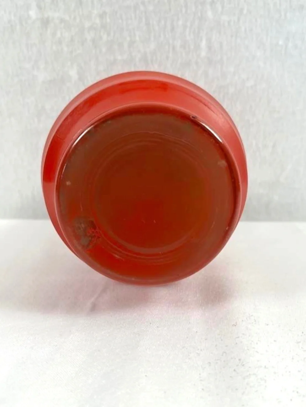 Vintage Art Deco Orange Glass Vase Beehive Style Red Urn Harp Handles